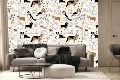 Fototapeta: Rysowane psy wśród kości i łap