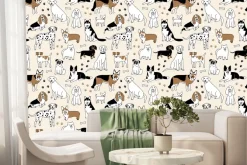 Fototapeta: Rysowane psy wśród kości i łap