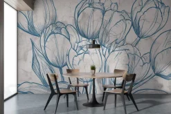 Fototapeta: Rysowane tulipany na betonie