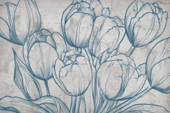 Fototapeta: Rysowane tulipany na betonie