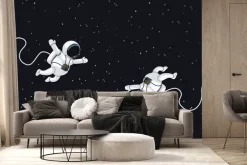 Fototapeta: Rysunek astronautów i gwiazd w kosmosie