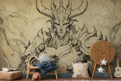 Fototapeta: Rysunek demona z czaszką i skrzydłami