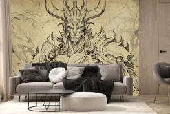 Fototapeta: Rysunek demona z czaszką i skrzydłami