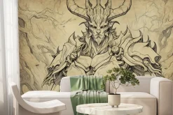 Fototapeta: Rysunek demona z czaszką i skrzydłami