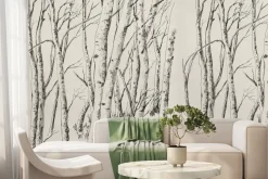 Fototapeta: Rysunek drzew lasu brzozowego