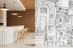 Fototapeta: Rysunek mężczyzn w restauracji