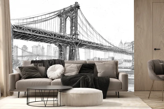 Fototapeta: Rysunek mostu manhattan bridge w nowym jorku