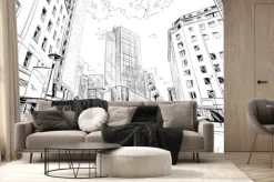 Fototapeta: Rysunek nowoczesnego miasta w stylu minimalistycznym