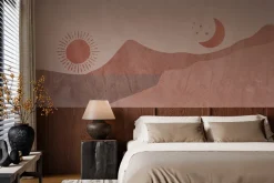 Fototapeta: Rysunek pustyni ze słońcem i księżycem