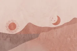 Fototapeta: Rysunek pustyni ze słońcem i księżycem