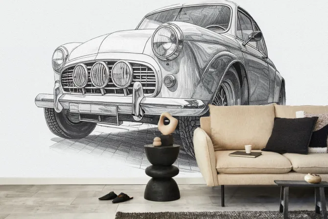 Fototapeta: Rysunek samochodu w stylu retro