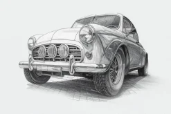 Fototapeta: Rysunek samochodu w stylu retro