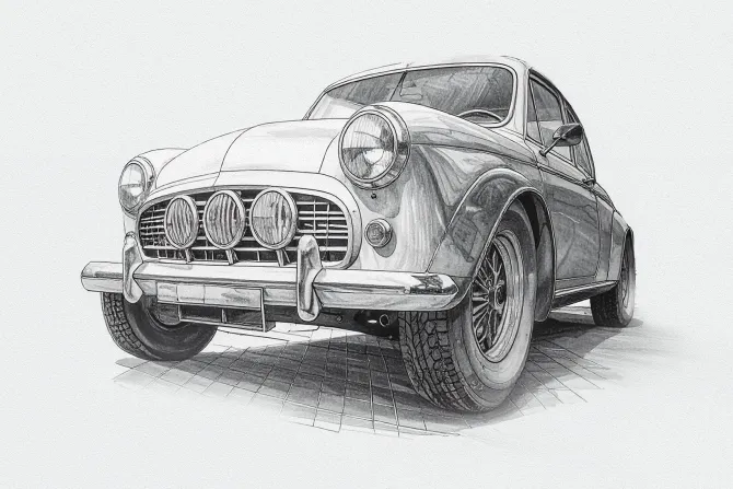 Fototapeta: Rysunek samochodu w stylu retro