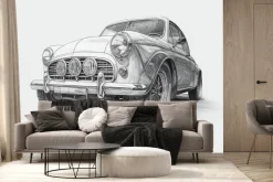 Fototapeta: Rysunek samochodu w stylu retro