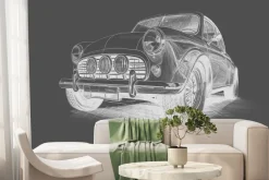 Fototapeta: Rysunek samochodu w stylu retro