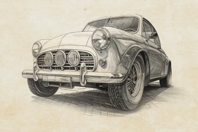 Fototapeta: Rysunek samochodu w stylu retro