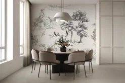 Fototapeta: Rysunek wioski z drzewami i psami