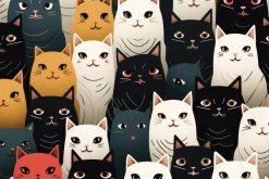 Fototapeta: Rysunek z kolorowymi kotami