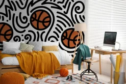 Fototapeta: Rysunek z piłką do koszykówki