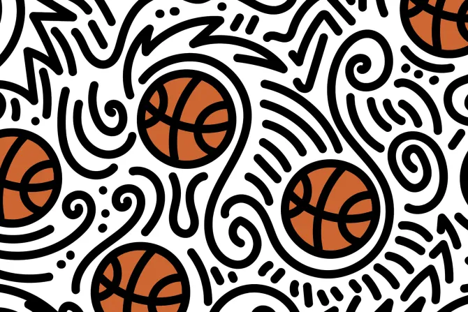 Fototapeta: Rysunek z piłką do koszykówki