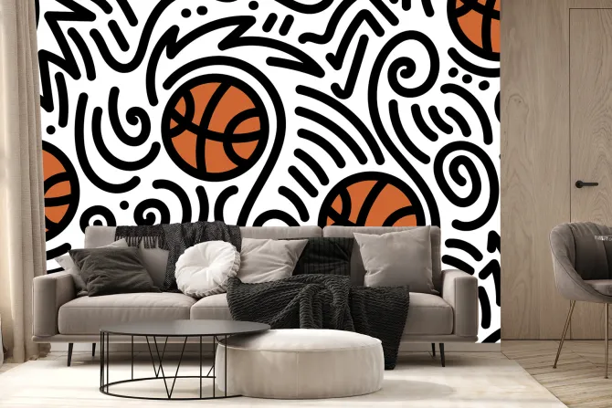 Fototapeta: Rysunek z piłką do koszykówki