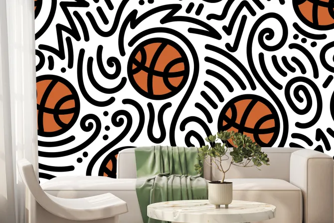 Fototapeta: Rysunek z piłką do koszykówki