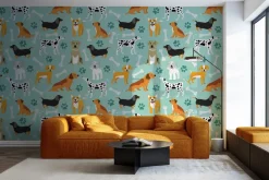 Fototapeta: Rysunek z różnorodnymi psami i kośćmi