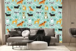 Fototapeta: Rysunek z różnorodnymi psami i kośćmi