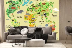 Fototapeta: Rysunkowa mapa w zwierzęta dla dzieci