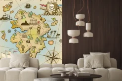 Fototapeta: Rysunkowa mapa skarbów z piracką wyspą