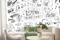 Fototapeta: Rysunkowe doodle z motywami muzycznymi