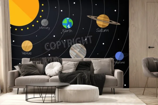 Fototapeta: Rysunkowe planety z układu słonecznego