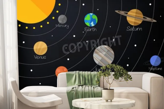 Fototapeta: Rysunkowe planety z układu słonecznego