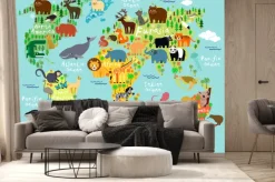 Fototapeta: Rysunkowe zwierzęta na kontynentach