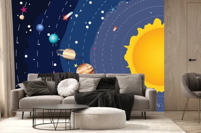 Fototapeta: Rysunkowy układ słoneczny dla dzieci