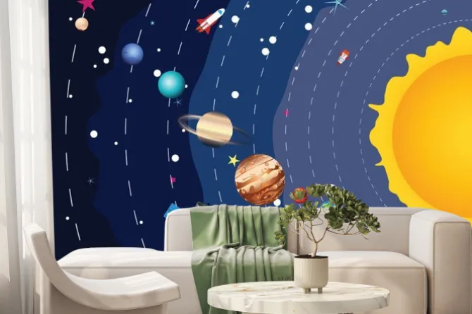 Fototapeta: Rysunkowy układ słoneczny dla dzieci