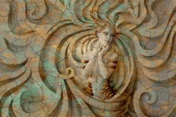 Fototapeta: Rzeźba kobiety w stylu 3d na tle o betonowej fakturze