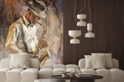 Fototapeta: Saksofonista jazzowy w stylu malarskim