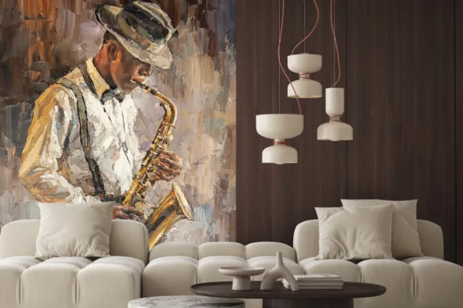 Fototapeta: Saksofonista jazzowy w stylu malarskim