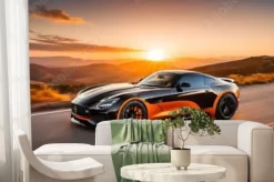 Fototapeta: Samochód sportowy z podświetlanymi reflektorami