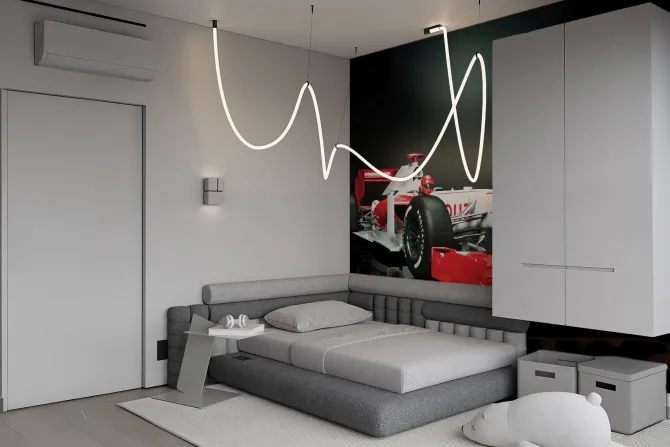 Fototapeta: Samochód wyścigowy z czerwonymi płomieniami