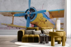Fototapeta: Samolot śmigłowy wzór w stylu vintage