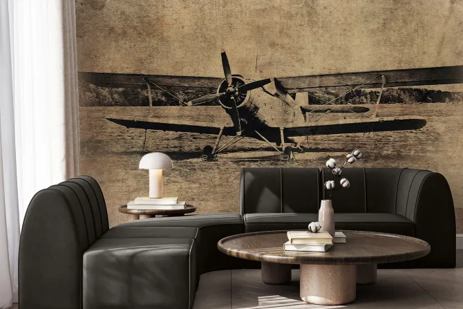 Fototapeta: Samolot na teksturowym tle w stylu vintage