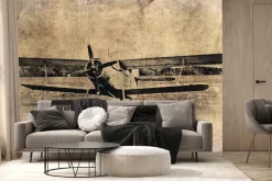 Fototapeta: Samolot na teksturowym tle w stylu vintage