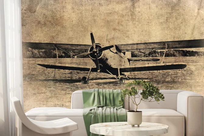 Fototapeta: Samolot na teksturowym tle w stylu vintage