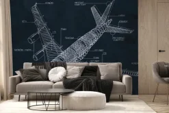 Fototapeta: Samolot techniczny szkic i rysunek konstrukcyjny