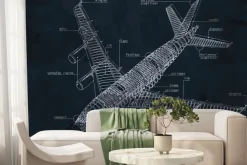 Fototapeta: Samolot techniczny szkic i rysunek konstrukcyjny