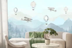 Fototapeta: Samoloty i balony na błękitnym niebie