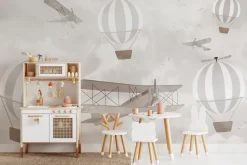 Fototapeta: Samoloty i balony na tle nieba z chmurami