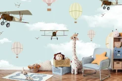 Fototapeta: Samoloty i balony na tle nieba z chmurami